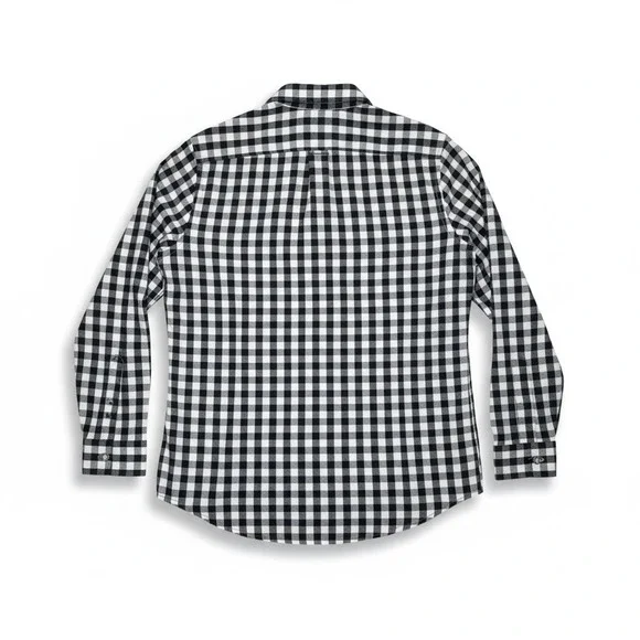 Kennedy Mfg Co Black White Gingham Check Plaid Long Sleeve Button Up Shirt Men M - Picture 2 of 9